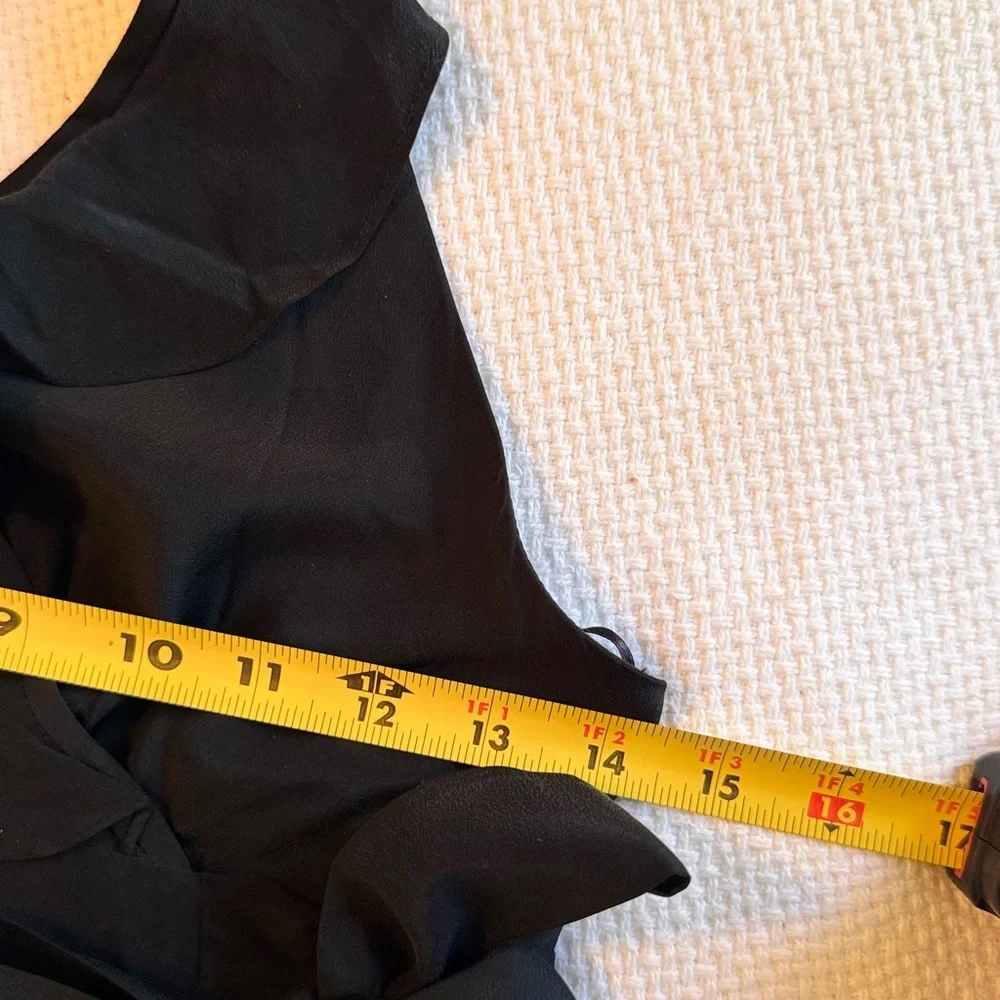 TIBI 100% Silk Little Black Ruffle Mini Dress Halter Neck Bow Waist ❗️550 MSRP❗️